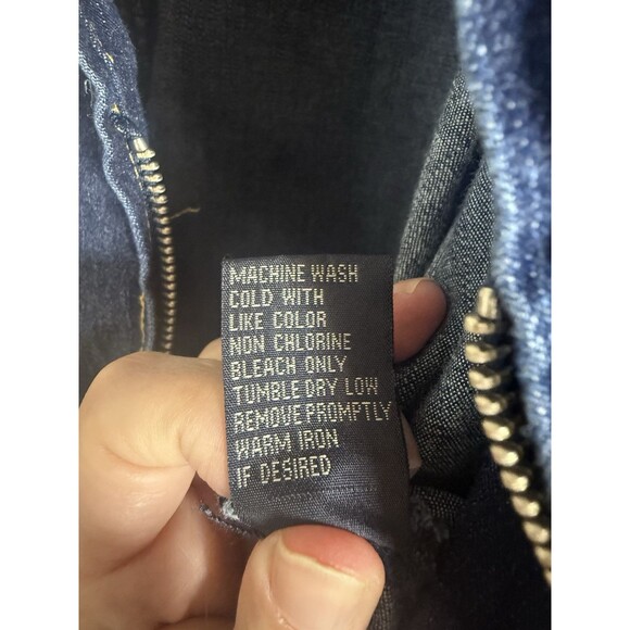 VTG AC-3998 Denim Jumpsuit Womens L Sherpa Collar Dark Wash Bootcut Y2K Festival - Picture 10 of 14